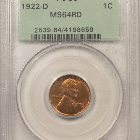 New Store Items 1922-D LINCOLN CENT – PCGS MS-64 RD, OLD GREEN HOLDER & TOUGH!
