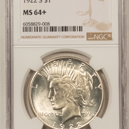 New Certified Coins 1922-S PEACE DOLLAR – NGC MS-64+ BLAZING LUSTER!