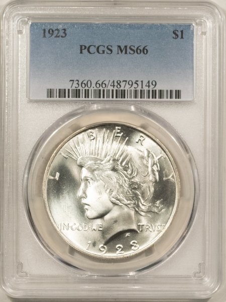 New Certified Coins 1923 PEACE DOLLAR – PCGS MS-66, BLAST WHITE & LUSTROUS!