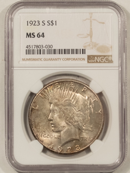 New Certified Coins 1923-S PEACE DOLLAR – NGC MS-64, FRESH AND ATTRACTIVE!