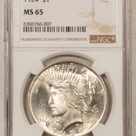 New Certified Coins 1924 PEACE DOLLAR – NGC MS-65, BLAST WHITE GEM!