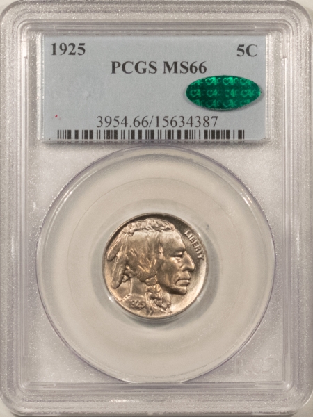 Buffalo Nickels 1925 BUFFALO NICKEL – PCGS MS-66, PREMIUM QUALITY! A HEADLIGHT! CAC APPROVED!