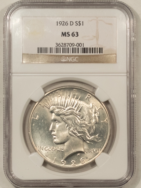 New Certified Coins 1926-D PEACE DOLLAR – NGC MS-63, WHITE AND CHOICE!