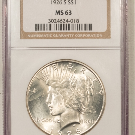 New Certified Coins 1926-S PEACE DOLLAR – NGC MS-63, WHITE & LUSTROUS!