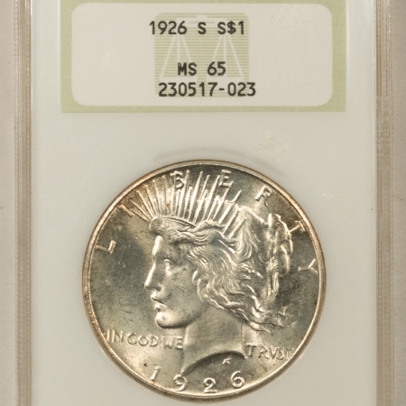 New Certified Coins 1926-S PEACE DOLLAR – NGC MS-65, FATTIE HOLDER, PREMIUM QUALITY GEM!
