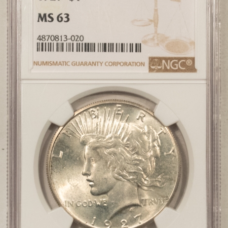 New Certified Coins 1927 PEACE DOLLAR – NGC MS-63, CHOICE!