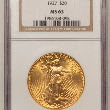 New Store Items 1927 $20 ST GAUDENS GOLD DOUBLE EAGLE – NGC MS-63, FLASHY!