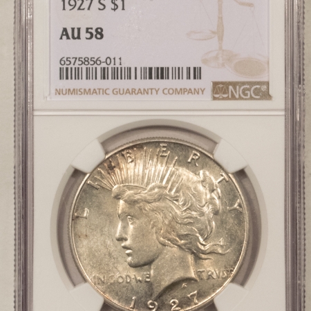 New Certified Coins 1927-S PEACE DOLLAR – NGC AU-58, FLASHY!