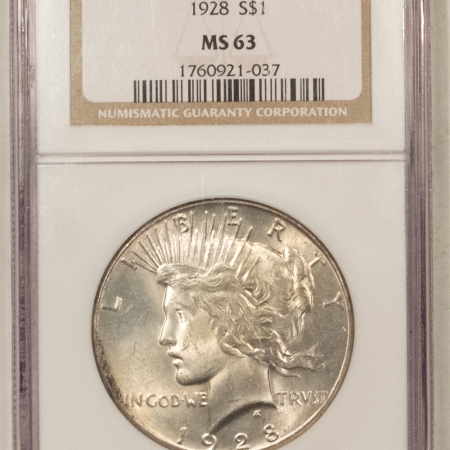 New Store Items 1928 PEACE DOLLAR – NGC MS-63, KEY DATE! CHOICE!