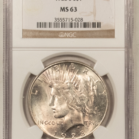 New Certified Coins 1928-S PEACE DOLLAR – NGC MS-63, LUSTROUS & CHOICE!