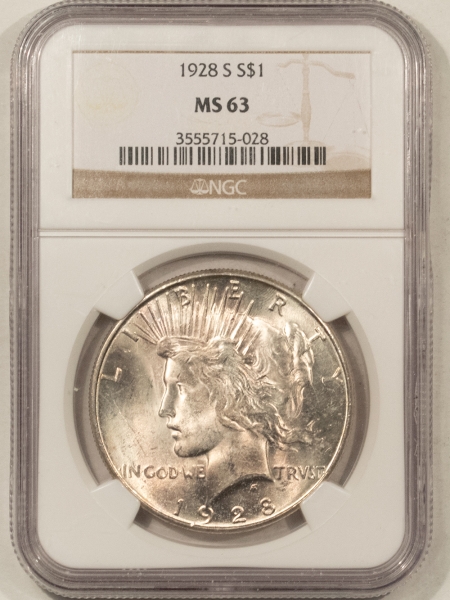 New Certified Coins 1928-S PEACE DOLLAR – NGC MS-63, LUSTROUS & CHOICE!