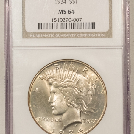 New Certified Coins 1934 PEACE DOLLAR – NGC MS-64, SMOOTH!