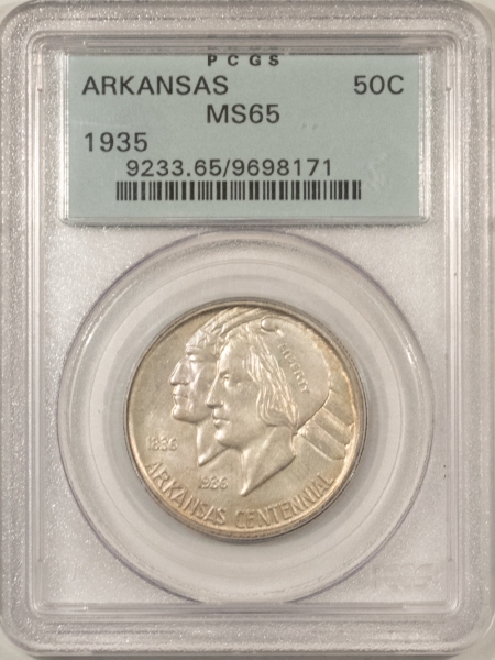 New Certified Coins 1935 ARKANSAS COMMEMORATIVE HALF DOLLAR – PCGS MS-65, OLD GREEN HOLDER & PQ+!
