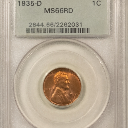 New Store Items 1935-D LINCOLN CENT – PCGS MS-66 RD, OLD GREEN HOLDER, ORIGINAL AND NICE!