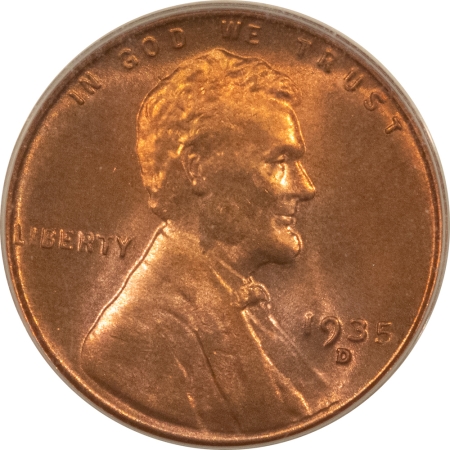 Lincoln Cents (Wheat) 1935-D LINCOLN CENT – PCGS MS-66 RD, OLD GREEN HOLDER, ORIGINAL AND NICE!