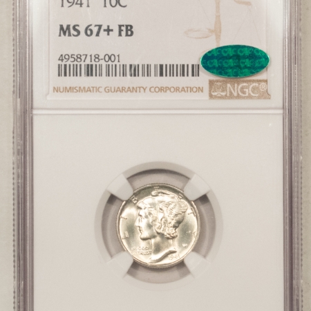 New Store Items 1941 MERCURY DIME – NGC MS-67+ FB, PREMIUM QUALITY & CAC APPROVED!