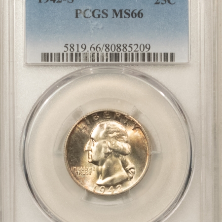 New Certified Coins 1942-S WASHINGTON QUARTER – PCGS MS-66, LOOKS 67! PREMIUM QUALITY!