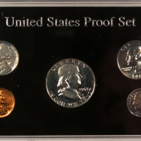 New Store Items 1963 5 COIN SILVER PROOF SET – GEM PROOF IN VINTAGE HOLDER!