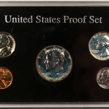 New Store Items 1964 5 COIN SILVER PROOF SET – GEM PROOF IN VINTAGE HOLDER!