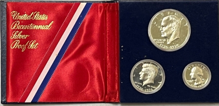 New Store Items 1976-S BICENTENNIAL THREE COIN 40% SILVER U.S. PROOF SET, GEM PROOF IN ORIG PKG