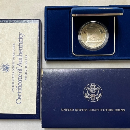 Modern Silver Commems 1987-S $1 SILVER PROOF COMMEMORATIVE DOLLAR – GEM PROOF W/ BOX & CARD! US MINT!