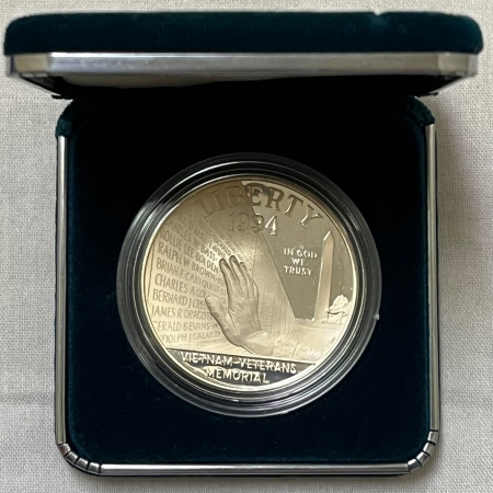 Modern Silver Commems 1994-P VIETNAM VETERANS MEMORIAL PROOF COMMEM SILVER DOLLAR GEM PROOF W/BOX