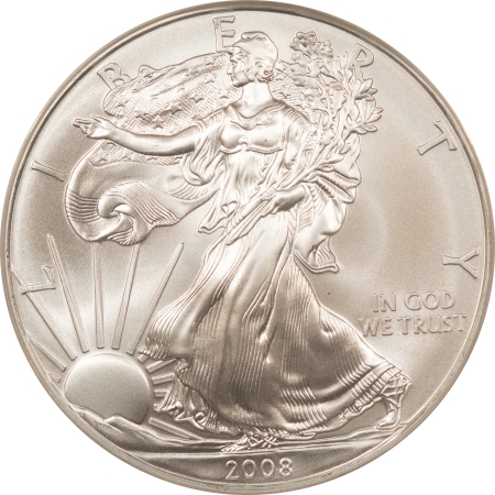 American Silver Eagles 2008 $1 AMERICAN SILVER EAGLE 1 OZ – ANACS MS-70 1ST DAY OF ISSUE, #1416 OF 7498