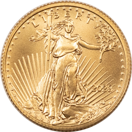 American Gold Eagles, Buffaloes, & Liberty Series 2023 $10 AMERICAN GOLD EAGLE, 1/4 OZ – GEM BRILLIANT UNCIRCULATED!