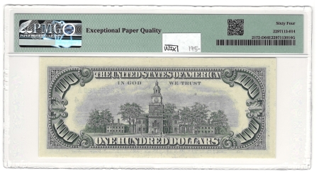 New Store Items 1988 $100 FEDERAL RESERVE NOTE-CLEVELAND, FR-2172-D, PMG CHOICE UNCIRC. 64 EPQ!