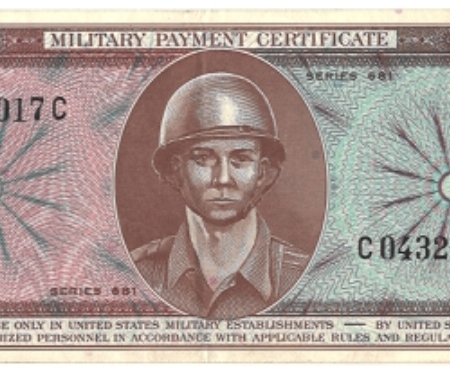 MPCs (Military Payment Certificates) MPC, SERIES 681 $20, VIET-NAM ERA, VIETNAMESE SOLDIER & B-52, NICE BRIGHT AU!