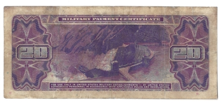 MPCs (Military Payment Certificates) MILITARY PAYMENT CERTIFICATE-SERIES 692 $20-VF DECENT COLOR & CENTERING, SCARCE