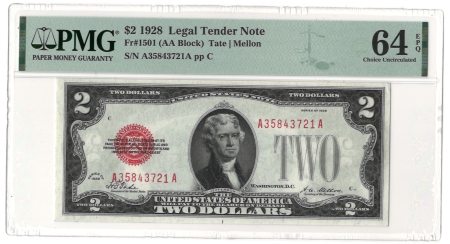 New Store Items 1928 $2 LEGAL TENDER (U.S. NOTE), FR-150, PMG CHOICE UNCIRCULATED-64 EPQ! 