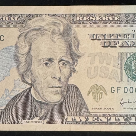 New Store Items 2004-A $20 FRN, ATLANTA, FR-2092F, SATANIC SERIAL NUMBER #00666666-CH AU & COOL!