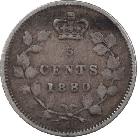 New Store Items 1880-H CANADA 5 CENTS – KM #2, CIRCULATED EXAMPLE