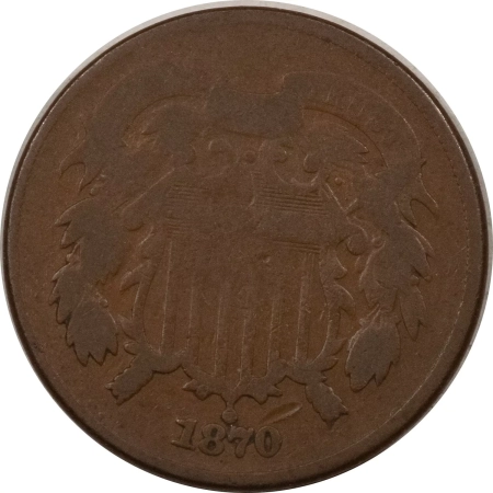 U.S. Uncertified Coins 1870 TWO CENT PIECE- CIRCULATED, SMALL OBVERSE MARK