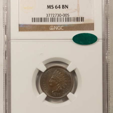 CAC Approved Coins 1871 INDIAN CENT NGC MS-64 BN GLOSSY BROWN, GREEN HIGHLIGHTS, PQ, CAC APPROVED!