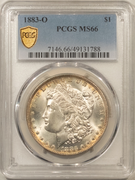 Morgan Dollars 1883-O MORGAN DOLLAR – PCGS MS-66, PREMIUM QUALITY, PRISTINE CHEEK!