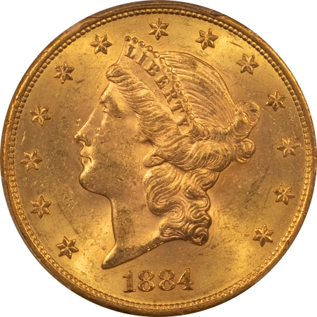 $20 1884-S $20 LIBERTY GOLD DBL EAGLE – PCGS MS-62+, LOOKS MS-63, PQ+, CAC APPROVED!