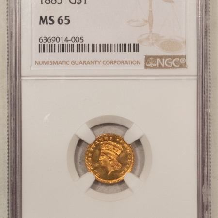 New Store Items 1885 $1 GOLD DOLLAR – NGC MS-65, PREMIUM QUALITY AND FRESH! TOUGHER DATE!