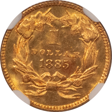 $1 1885 $1 GOLD DOLLAR – NGC MS-65, PREMIUM QUALITY AND FRESH! TOUGHER DATE!