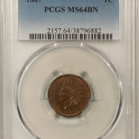 Indian 1887 INDIAN CENT – PCGS MS-64 BN, LOOKS RB!