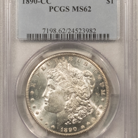 Morgan Dollars 1890-CC $1 MORGAN DOLLAR – PCGS MS-62, BLAST WHITE & FROSTY! CARSON CITY!