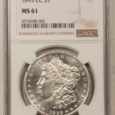 Morgan Dollars 1893-CC $1 MORGAN DOLLAR – NGC MS-61, BLAST WHITE & WELL-STRUCK! CARSON CITY!