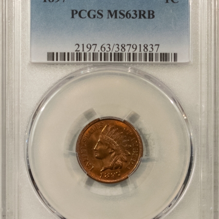 Indian 1897 INDIAN CENT – PCGS MS-63 RB, CHOICE & PREMIUM QUALITY!