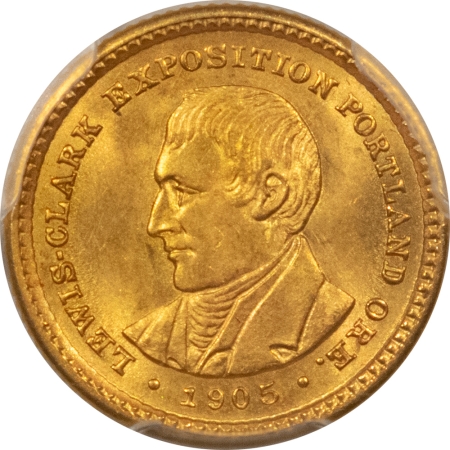 Gold 1905 $1 LEWIS & CLARK GOLD COMMEMORATIVE DOLLAR – PCGS MS-64, $4000 IN MS-65!