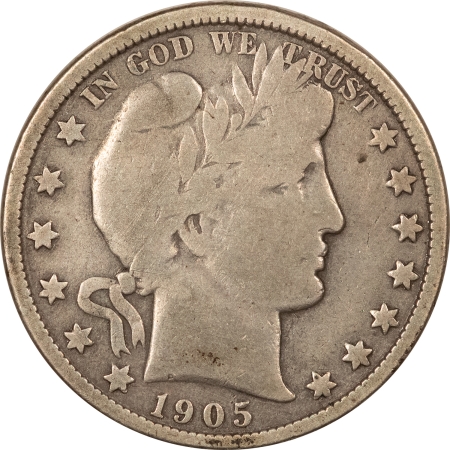 Barber Halves 1905-O BARBER HALF DOLLAR – PLEASING CIRCULATED EXAMPLE! WITH OLD CLEANING!