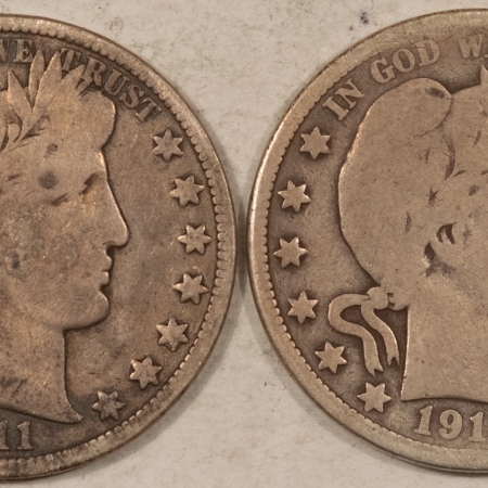 New Store Items 1911, 1912 BARBER HALF DOLLARS LOT OF 2 – CIRCULATED!