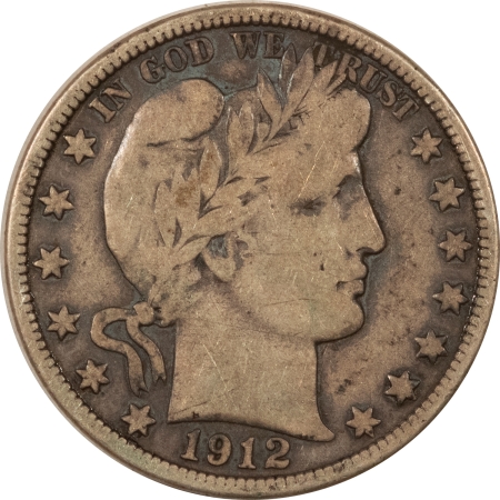 Barber Halves 1912 BARBER HALF DOLLAR – CIRCULATED, ALL LETTERS OF LIBERTY VISIBLE!