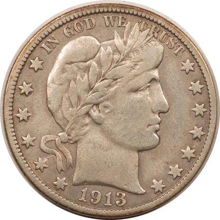 Barber Halves 1913-S BARBER HALF DOLLAR – HIGH GRADE CIRCULATED EXAMPLE! OLD CLEANING!