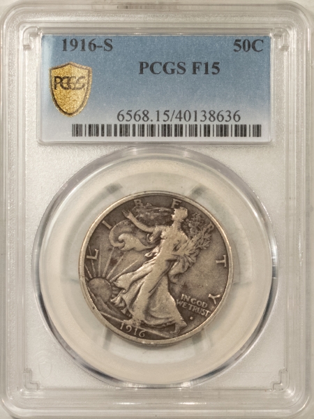 New Certified Coins 1916-S WALKING LIBERTY HALF DOLLAR – PCGS F-15